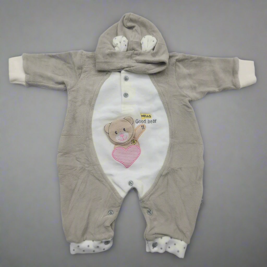 Baby Hooded Romper - Bear