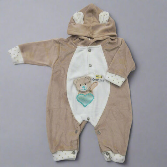 Baby Hooded Romper - Bear