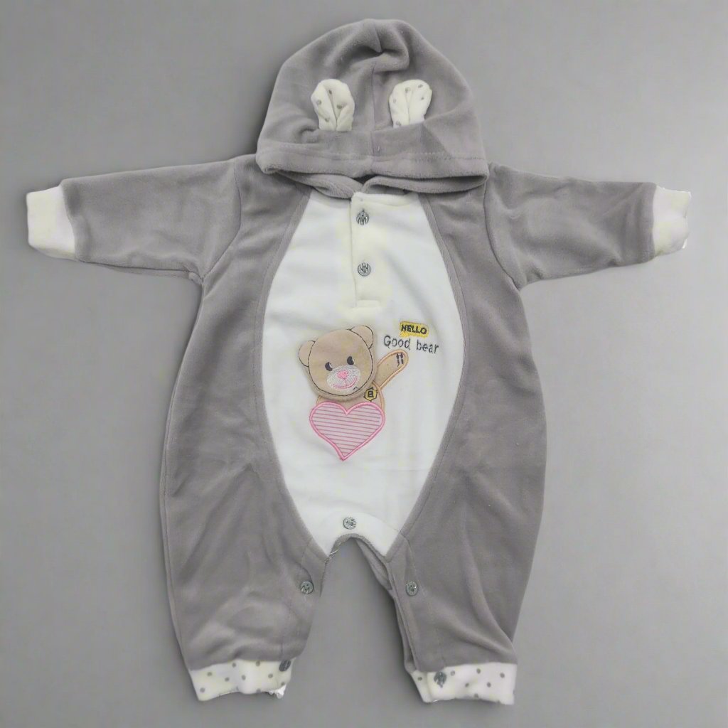 Baby Hooded Romper - Bear