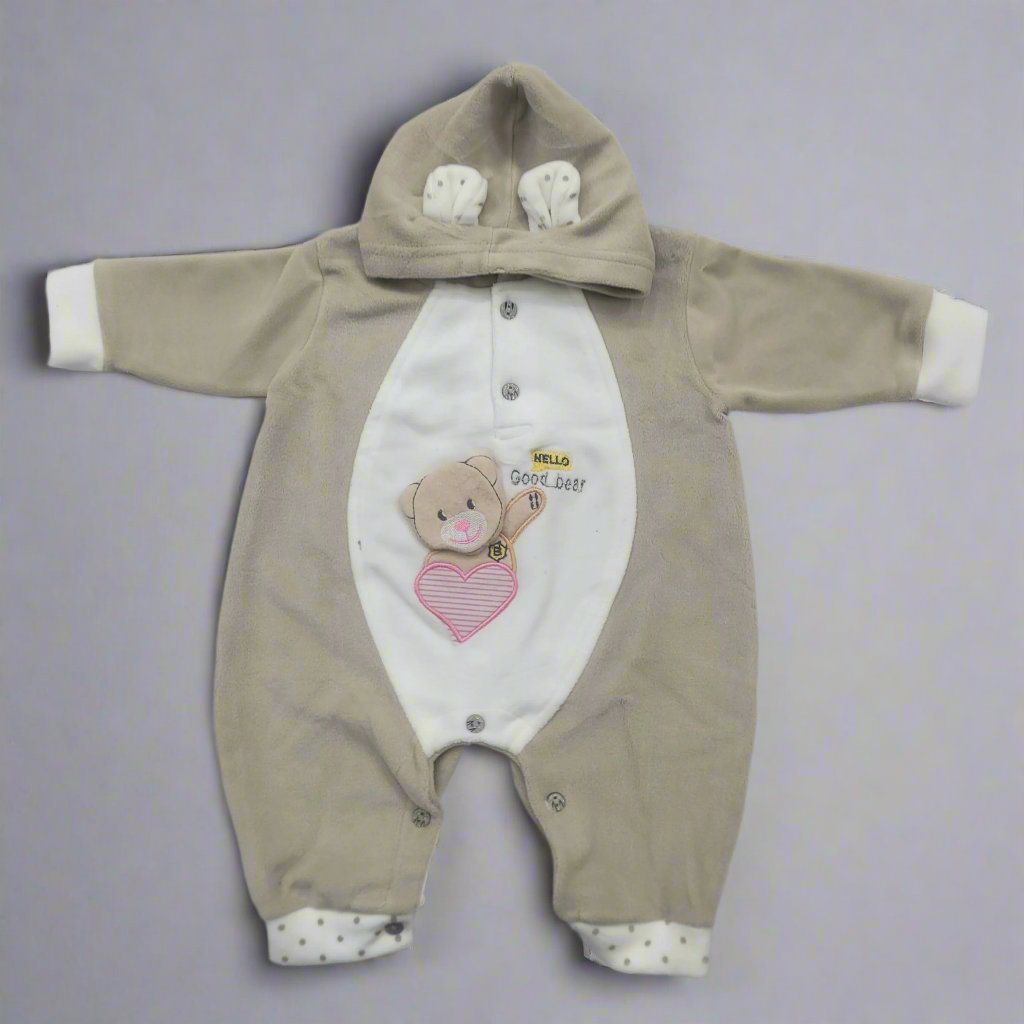 Baby Hooded Romper - Bear