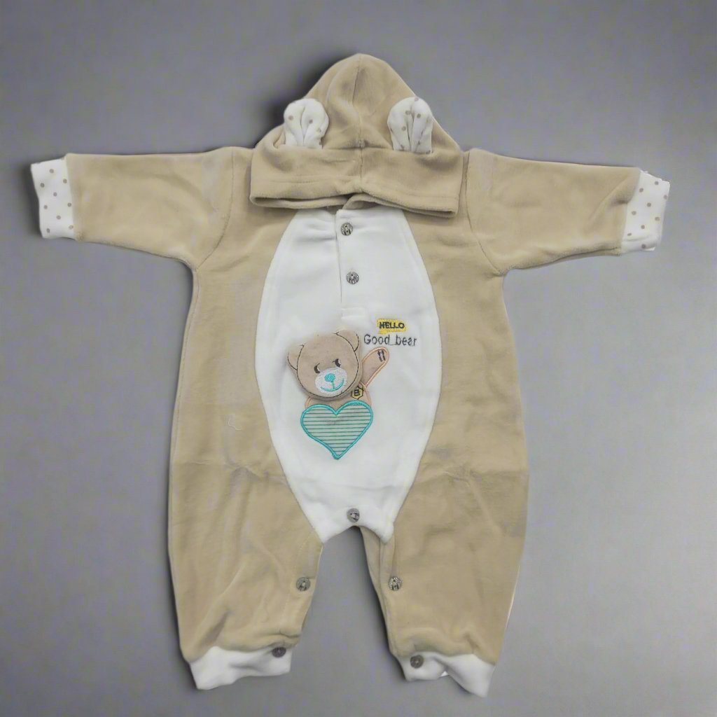 Baby Hooded Romper - Bear