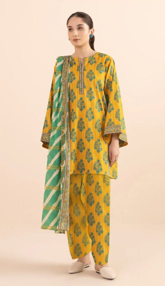 3 Piece Unstitched Lawn Saphire (Yellow)