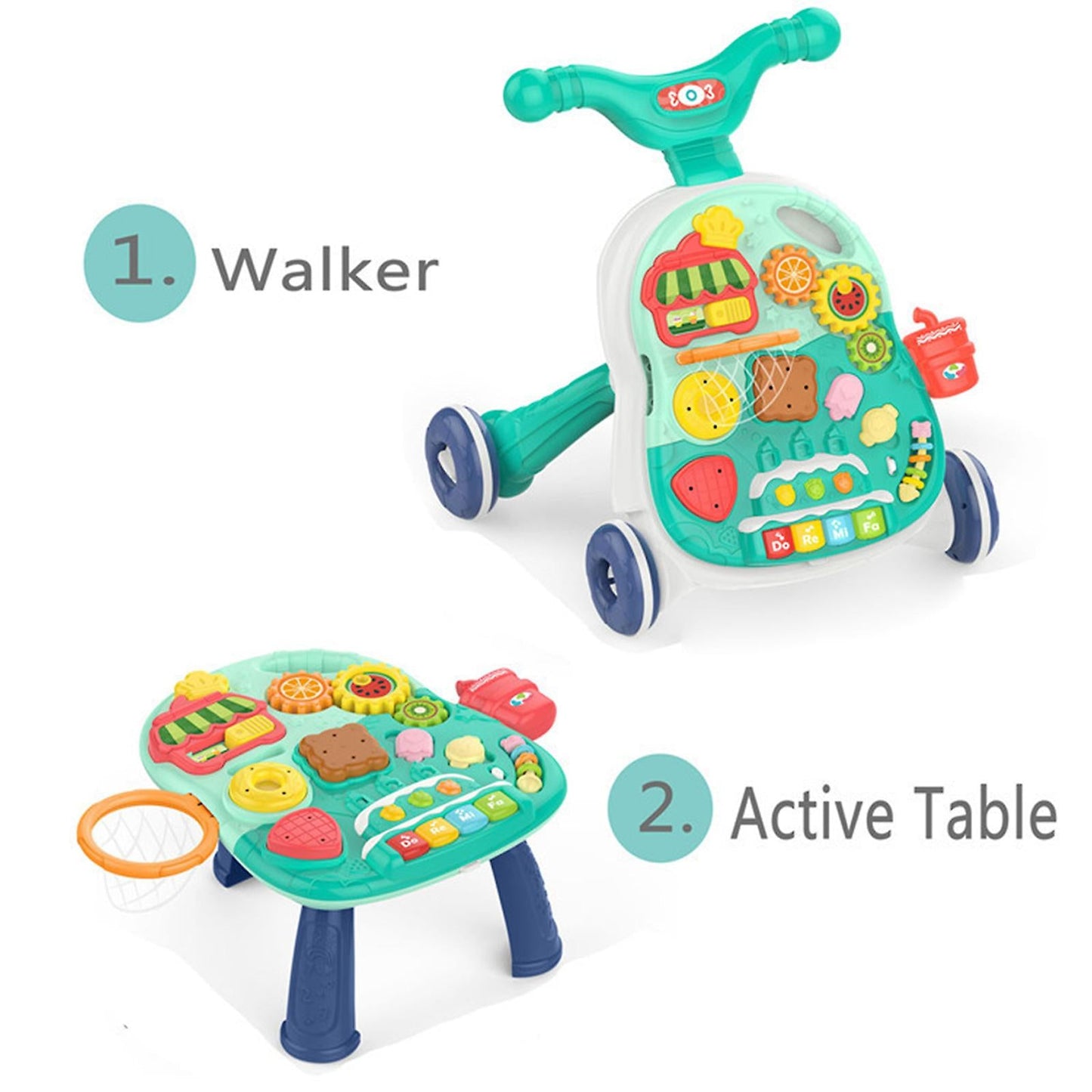 2 in 1 Musical Baby Walker & Active Table