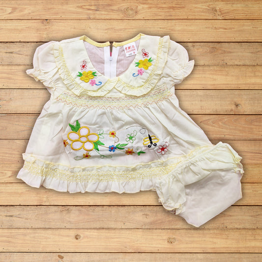 Baby Frock - Butterfly Flowers - Yellow