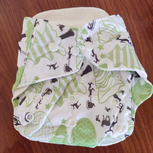 Reuseable Diaper - Green Animals