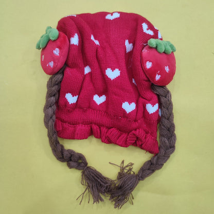 Winter Cap - Strawberry & Hearts