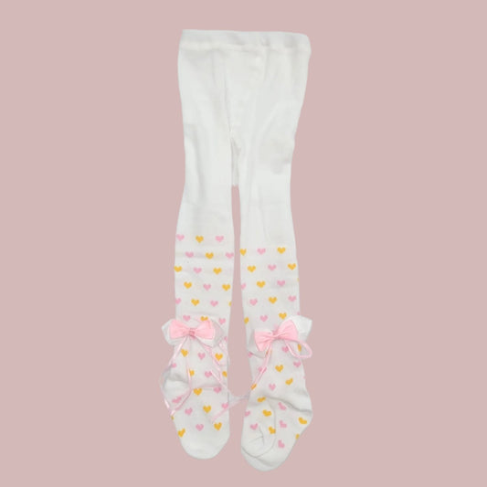 XUEYUA Ribbon Legging - Hearts - 18 to 24 Months - White