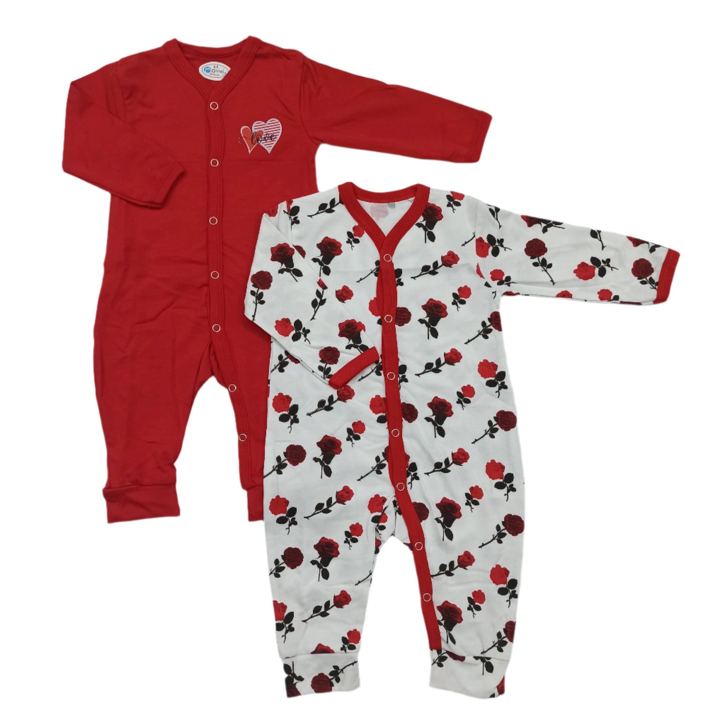 Montaly Pack of 2 Rompers - Red Flowers