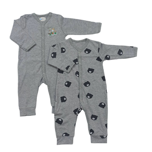 Montaly Pack of 2 Rompers - Grey Bear