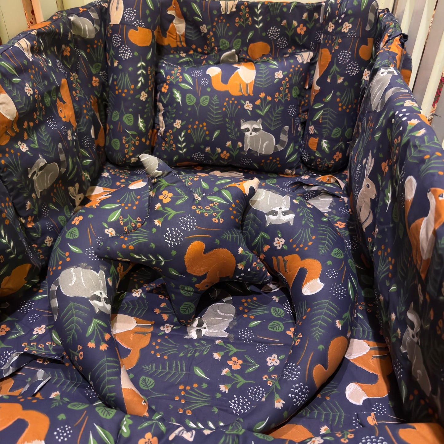 8 Pieces Cot Bedding Set - Jungle - Blue