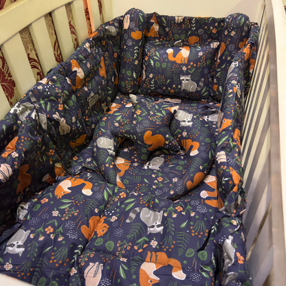 8 Pieces Cot Bedding Set - Jungle - Blue