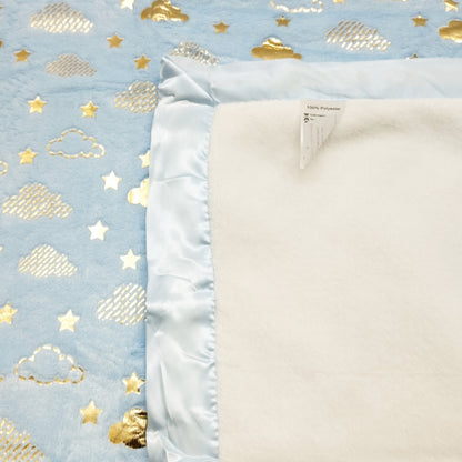 Raccoon Baby Fur Blanket - Clouds & Stars Blue