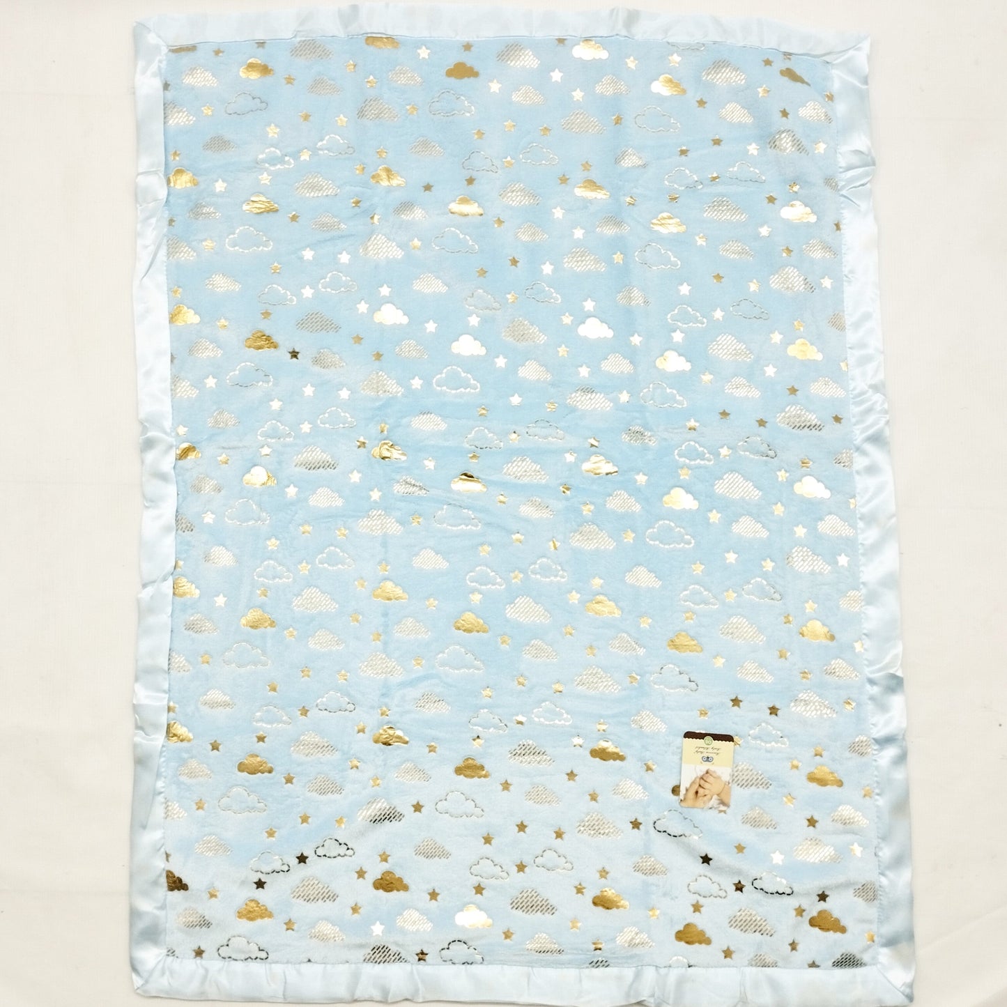 Raccoon Baby Fur Blanket - Clouds & Stars Blue