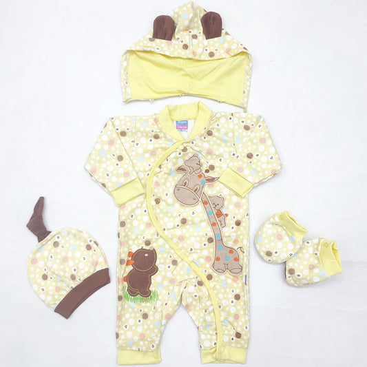 4 Pieces Baby Romper Set - Giraffe