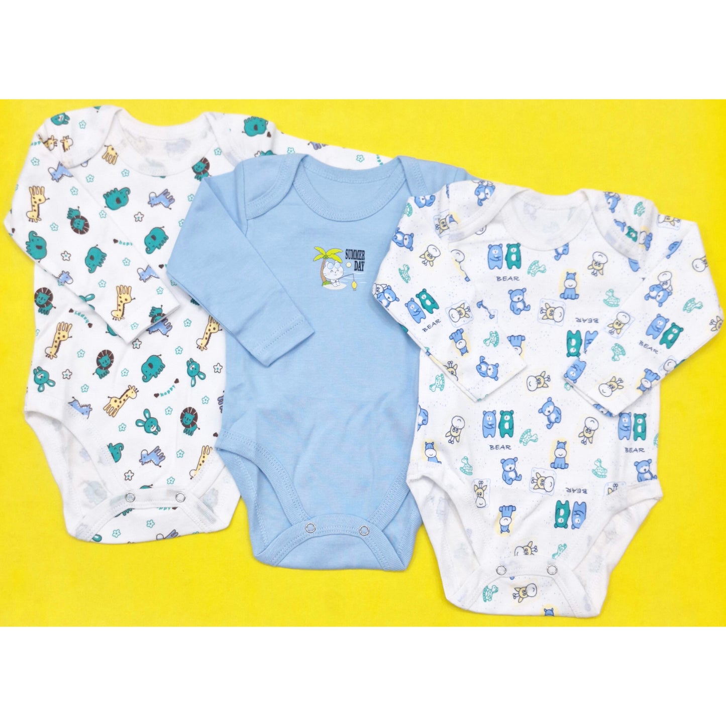 TBS - Pack of 3 Short Body Long Sleeves Bodysuits - Blue