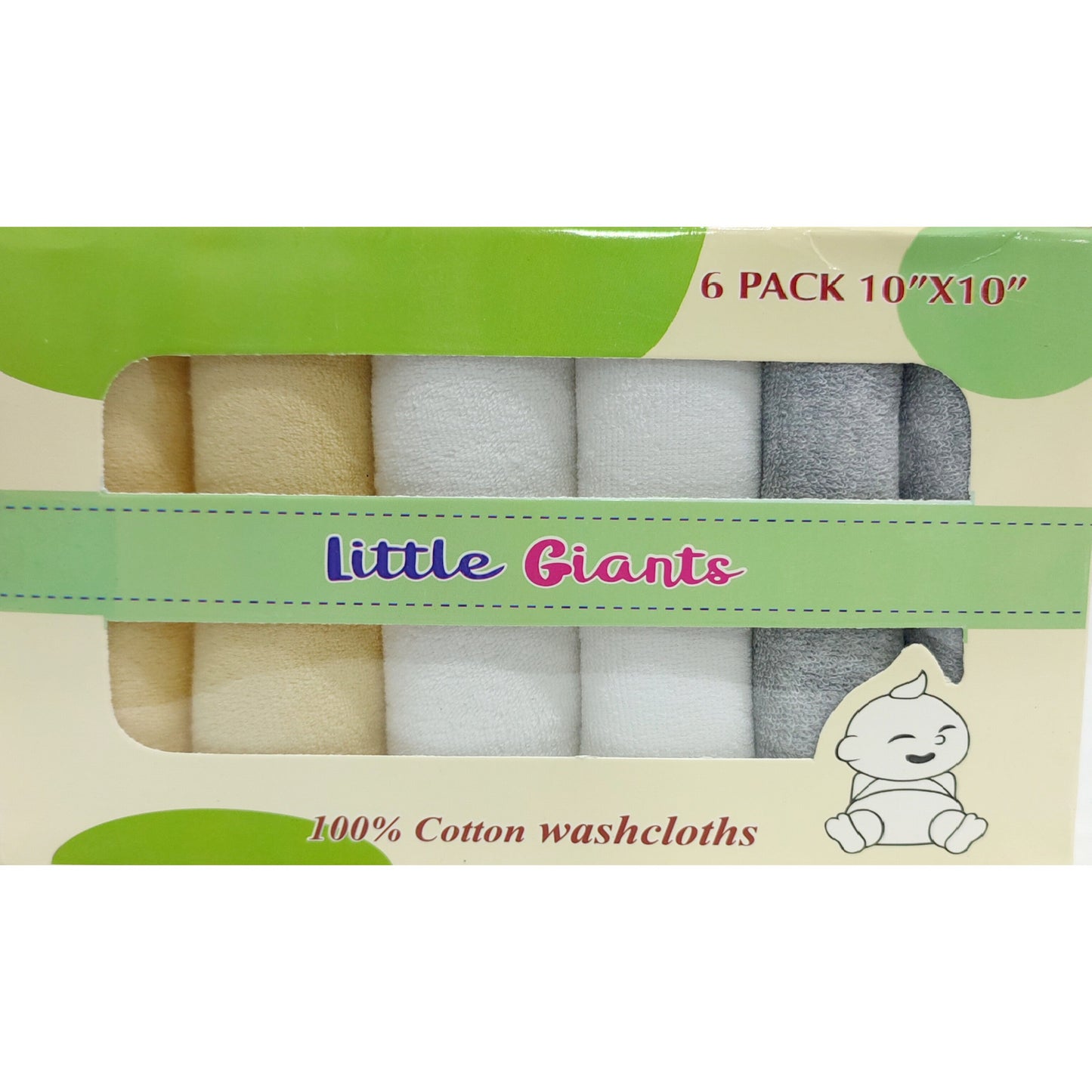 Little Giants Pack of 6 Face Towels