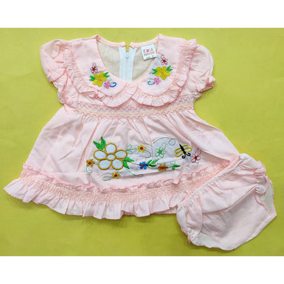 Baby Frock - Butterfly Flowers - Peach