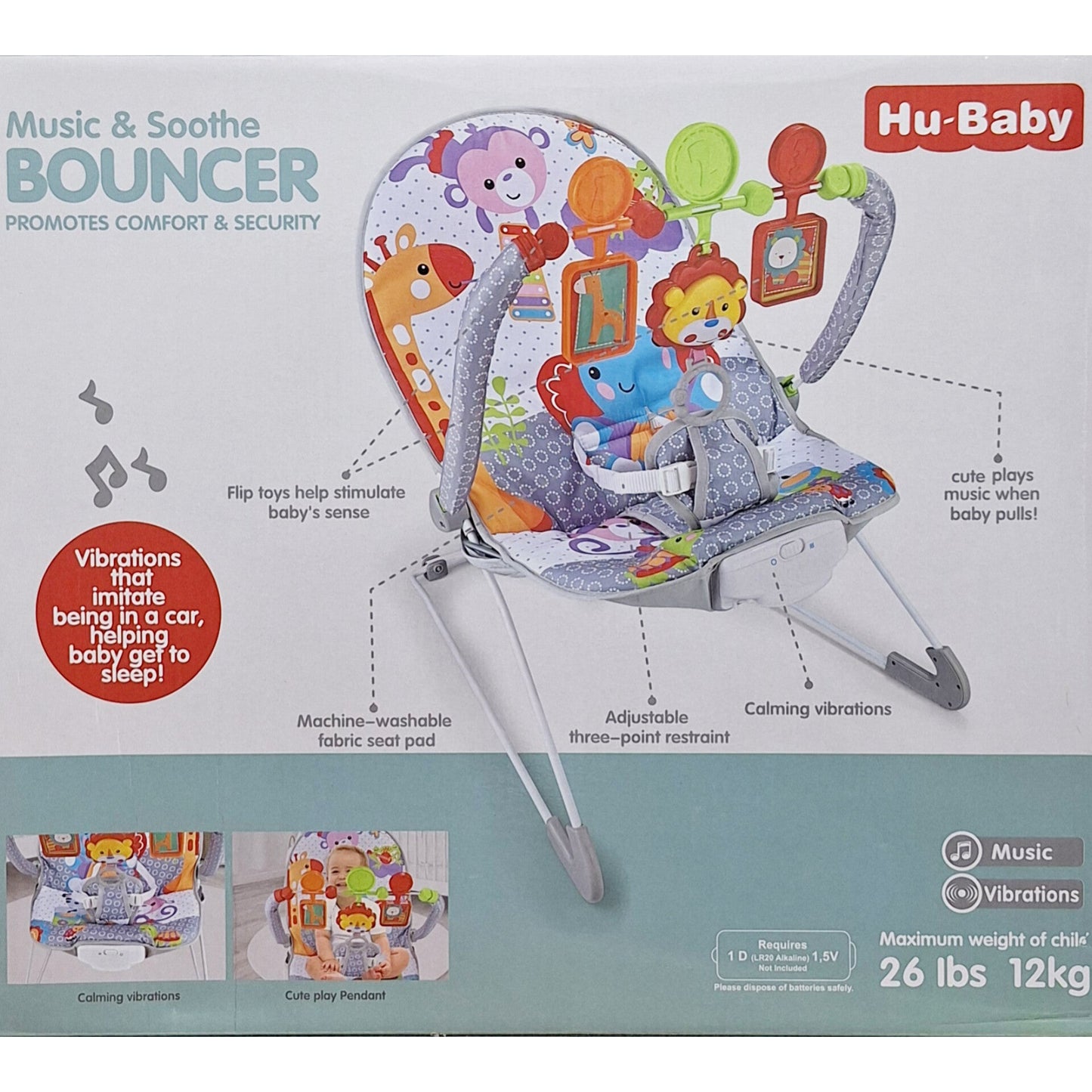 Hu-Baby Bouncer - Gray