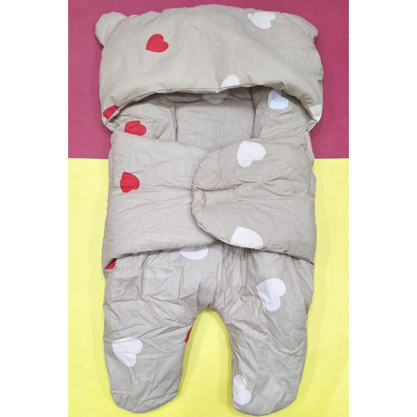 Swaddling Nest - Brown Hearts