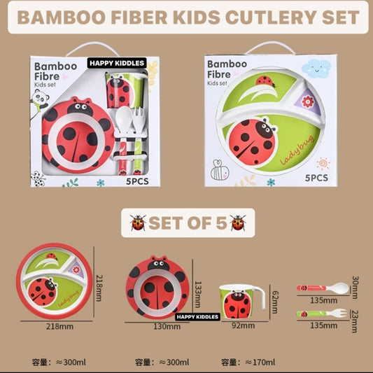 5 Pieces Bamboo Fiber Feeding Set - Ladybird - Box