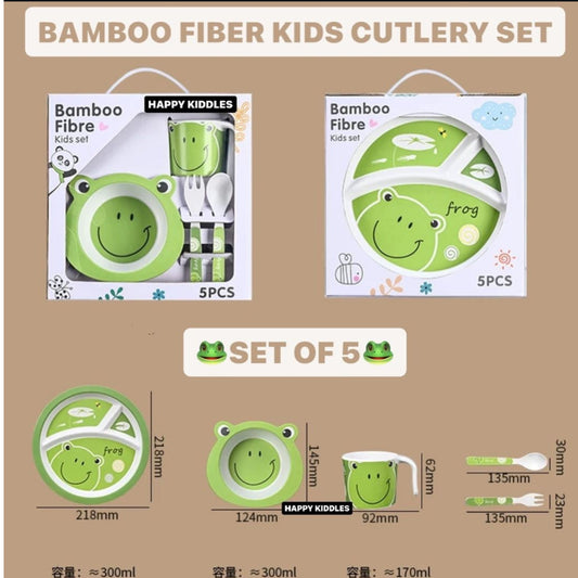 5 Pieces Bamboo Fiber Feeding Set - Frog - Box