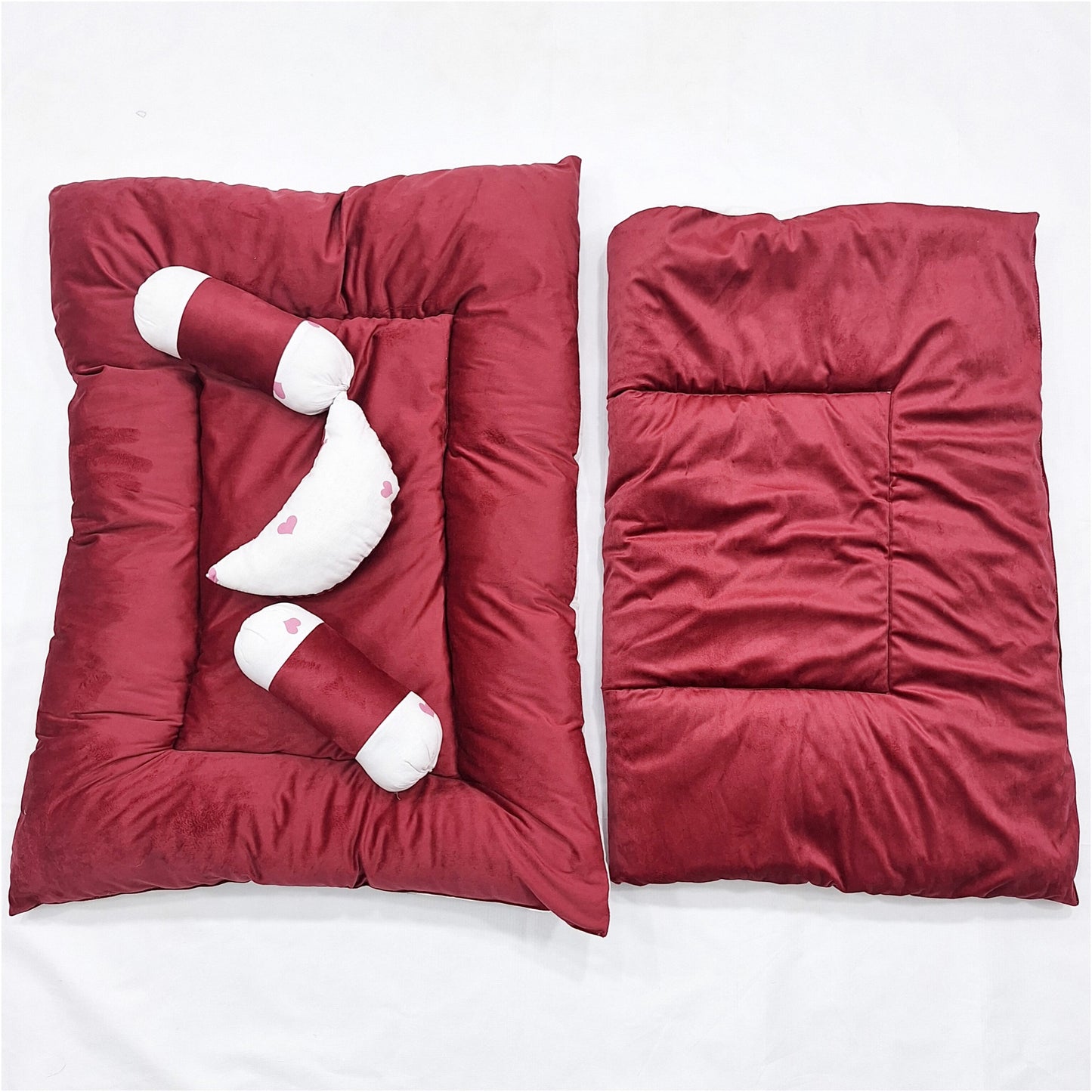 5 Pieces Velvet Bedding Set - Maroon