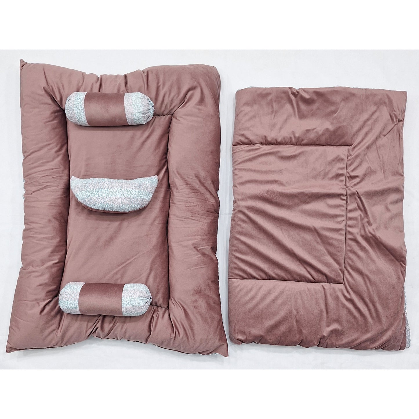 5 Pieces Velvet Bedding Set - Pink