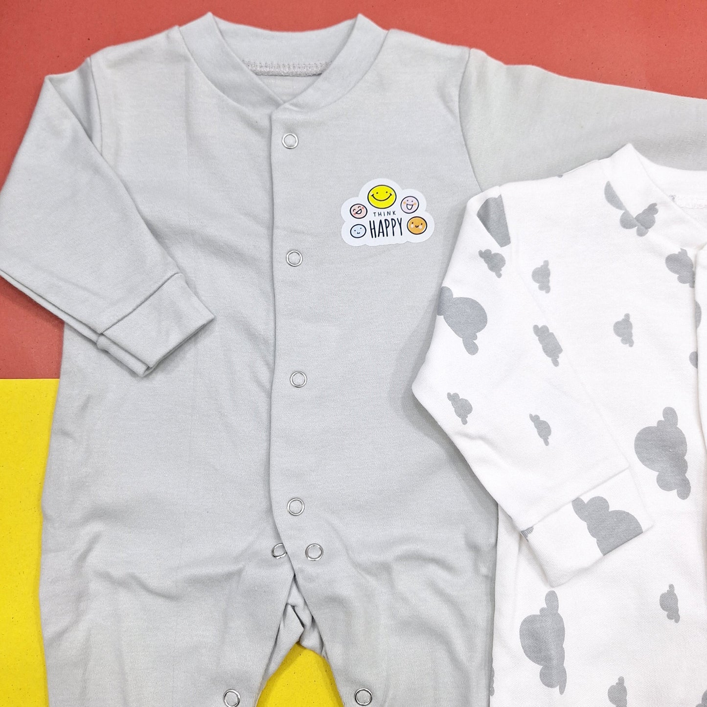 TBS - Pack of 2 Sleep Suits - Grey - Think Happy & Clouds