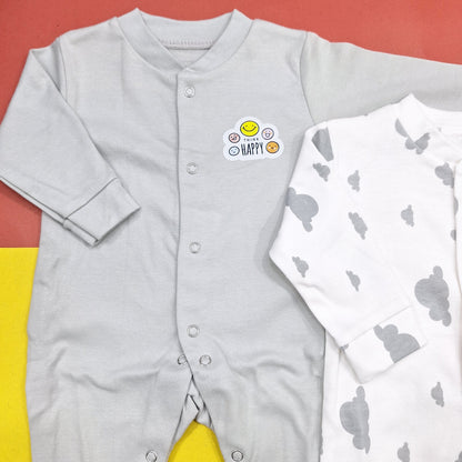 TBS - Pack of 2 Sleep Suits - Grey - Think Happy & Clouds