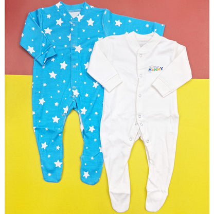 TBS - Pack of 2 Sleep Suits - Blue - Stars & Mommy