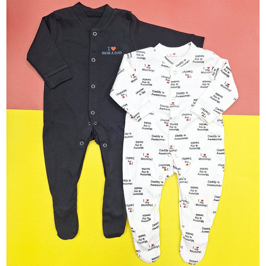 TBS - Pack of 2 Sleep Suits - Black - Mom & Dad