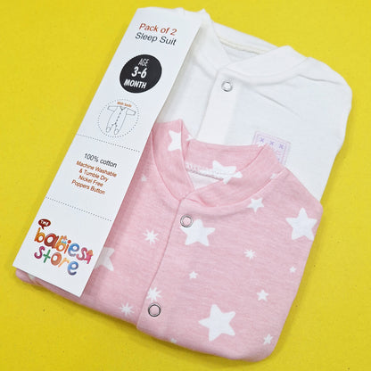 TBS - Pack of 2 Sleep Suits - Pink - Stars & Cuddles