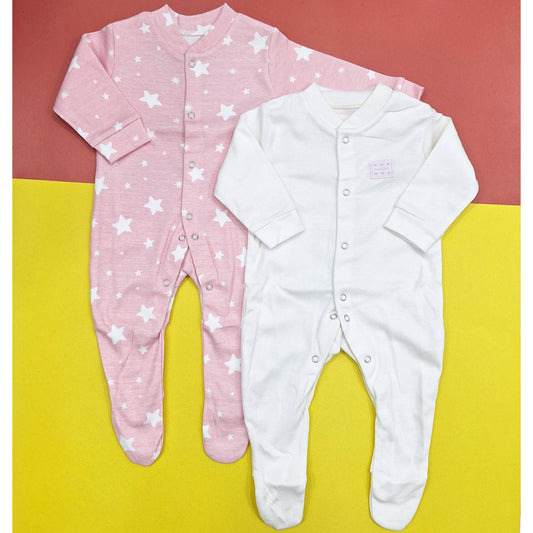 TBS - Pack of 2 Sleep Suits - Pink - Stars & Cuddles