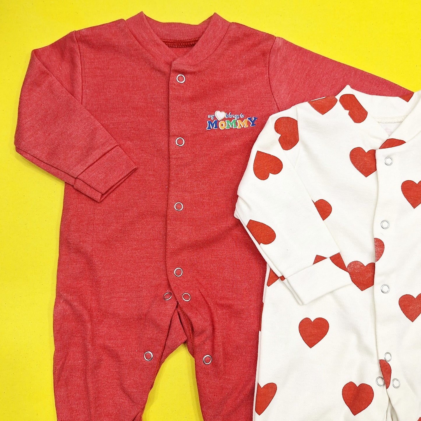 TBS - Pack of 2 Sleep Suits - Red - Mommy & Hearts