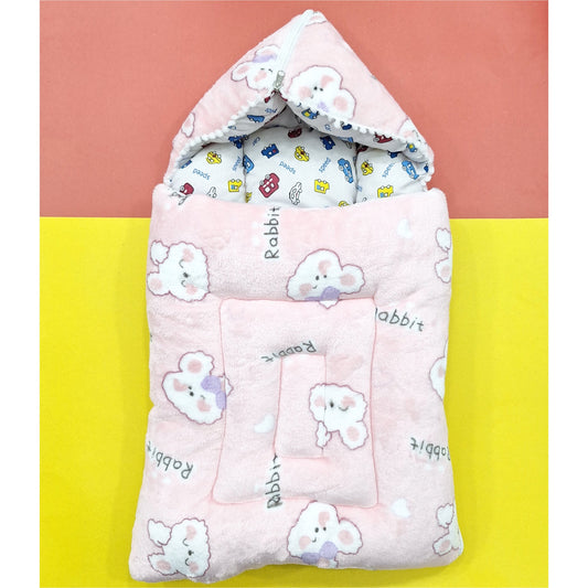 Hooded Carry Nest - Fleece - Clouds & Rabbit