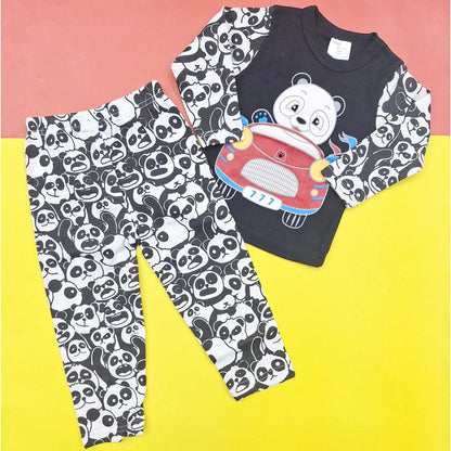 2 Pieces - Little Giants - Suit Set - Panda - Black