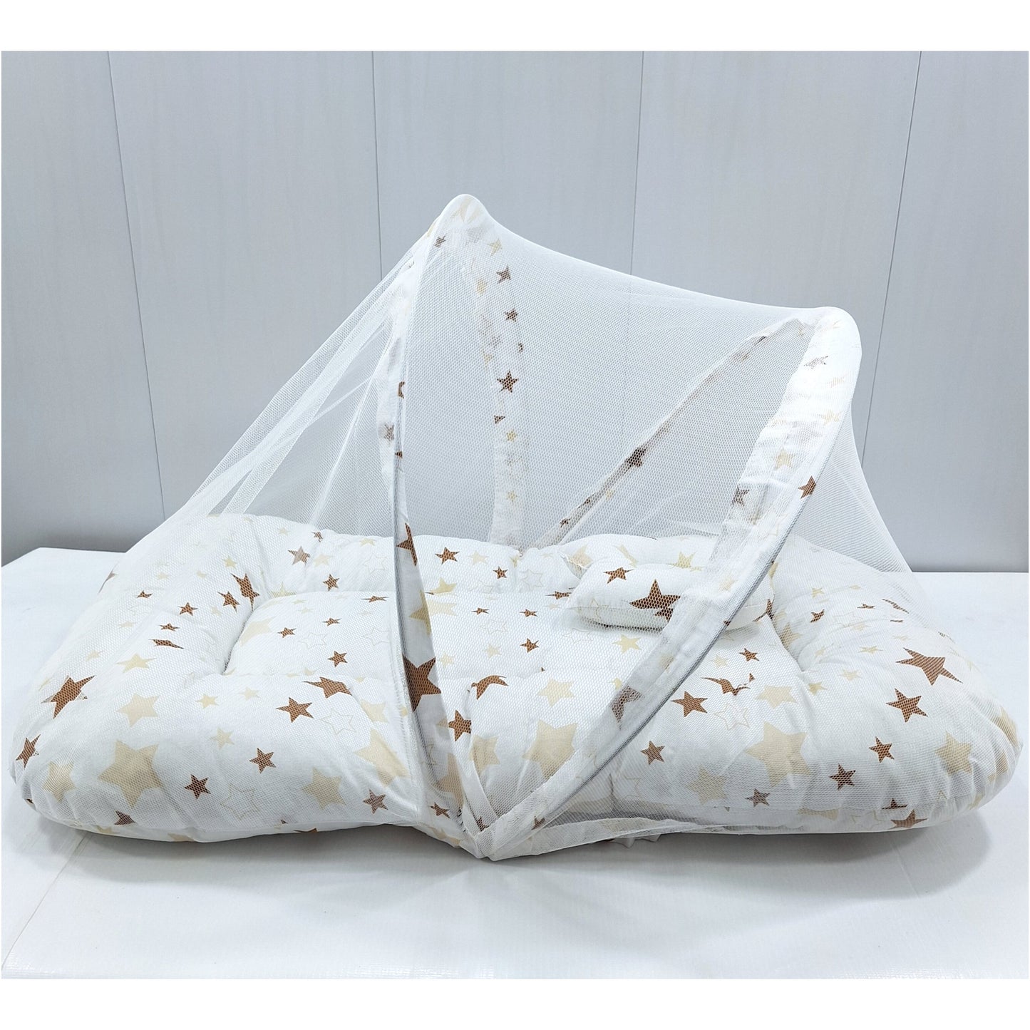 Mosquito Bed Net - Vol-10-24 - White & Brown - Stars