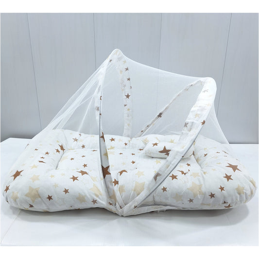 Mosquito Bed Net - Vol-10-24 - White & Brown - Stars