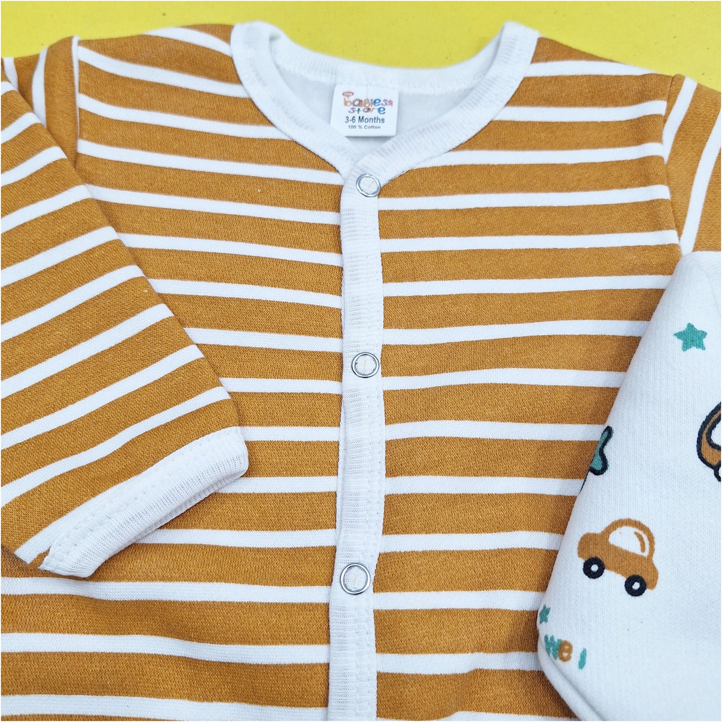 TBS - Pack of 2 Rompers - Fleece - Brown - Stripes & Cars