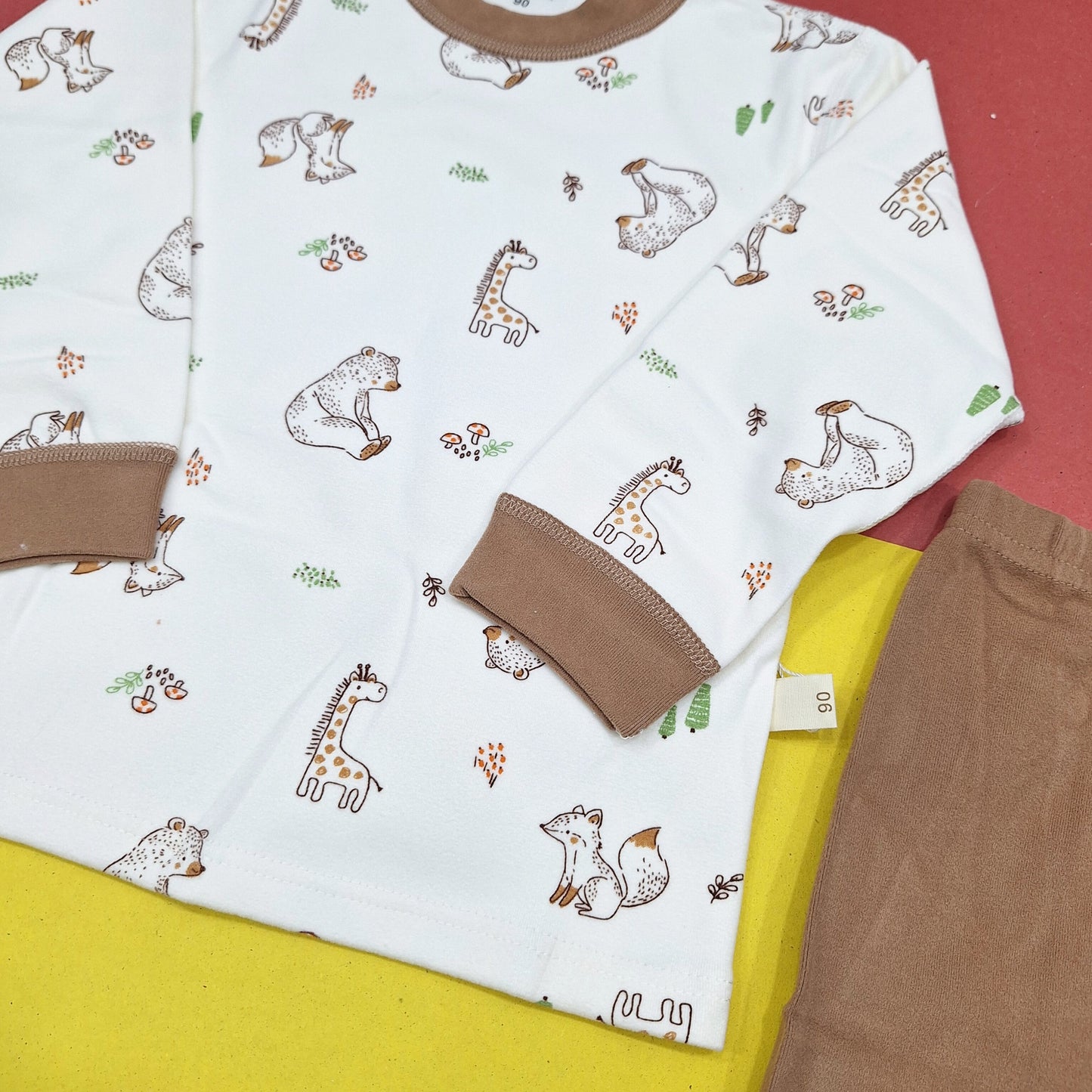 2 Pieces - Printed Set - Brown - Animals