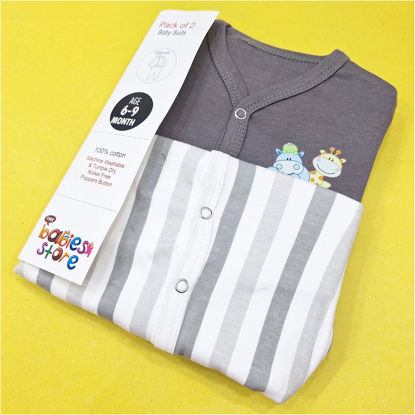 TBS - Pack of 2 - Night Suits - Grey & Stripes