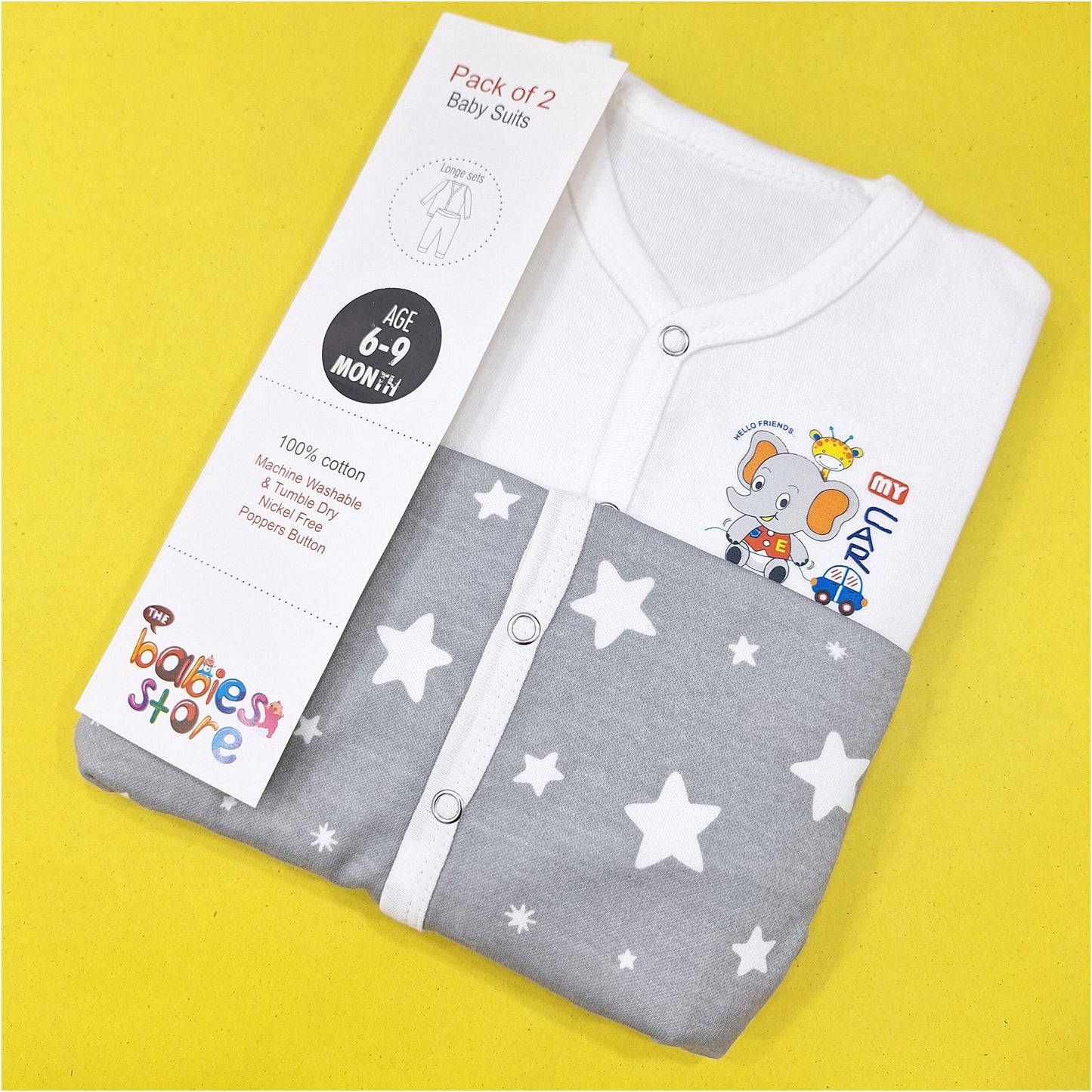 TBS - Pack of 2 - Night Suits - White & Stars