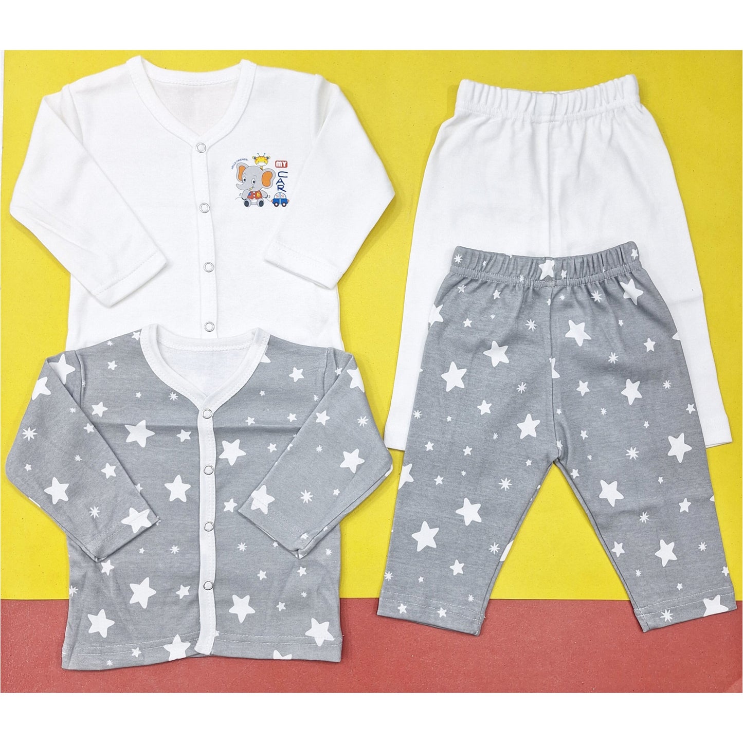 TBS - Pack of 2 - Night Suits - White & Stars