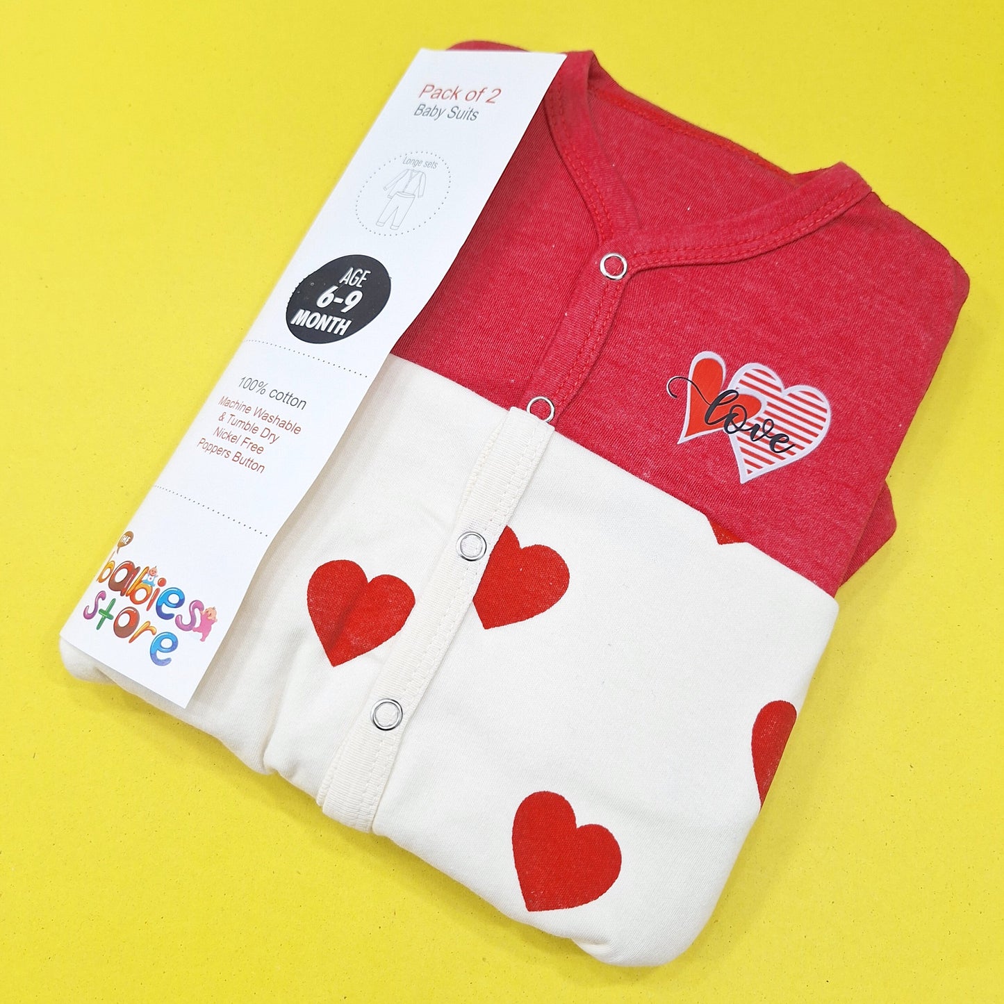 TBS - Pack of 2 - Night Suits - Red & Hearts