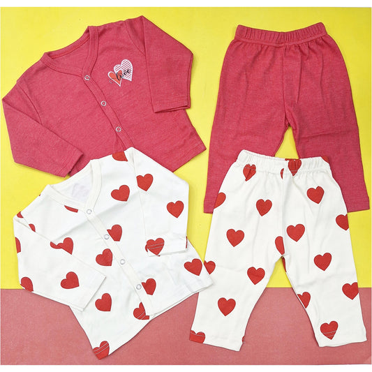 TBS - Pack of 2 - Night Suits - Red & Hearts