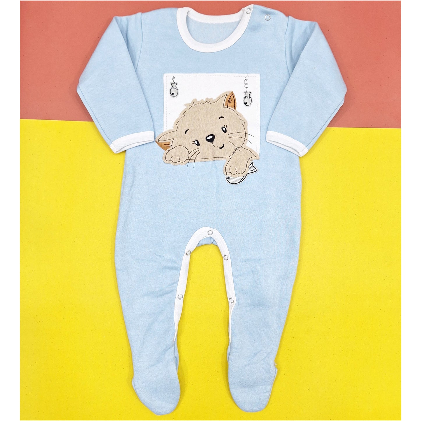 TBS - Fleece Romper - Blue - Cat