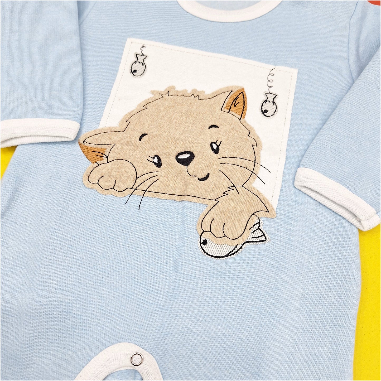 TBS - Fleece Romper - Blue - Cat