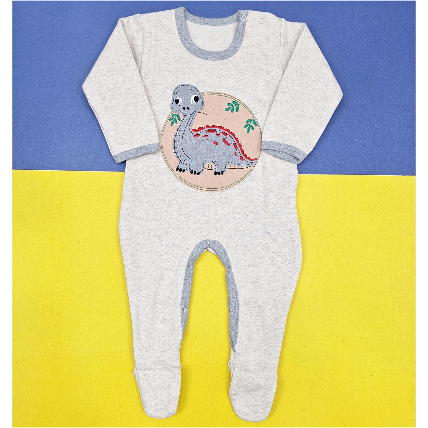 TBS - Fleece Romper - Grey - Dinosaur