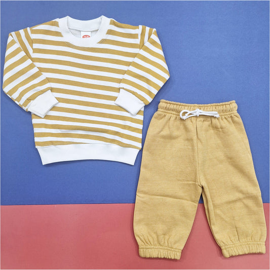 2 Pieces - Suit Set - Stripes - Mustard