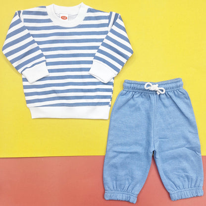 2 Pieces - Suit Set - Stripes - Blue